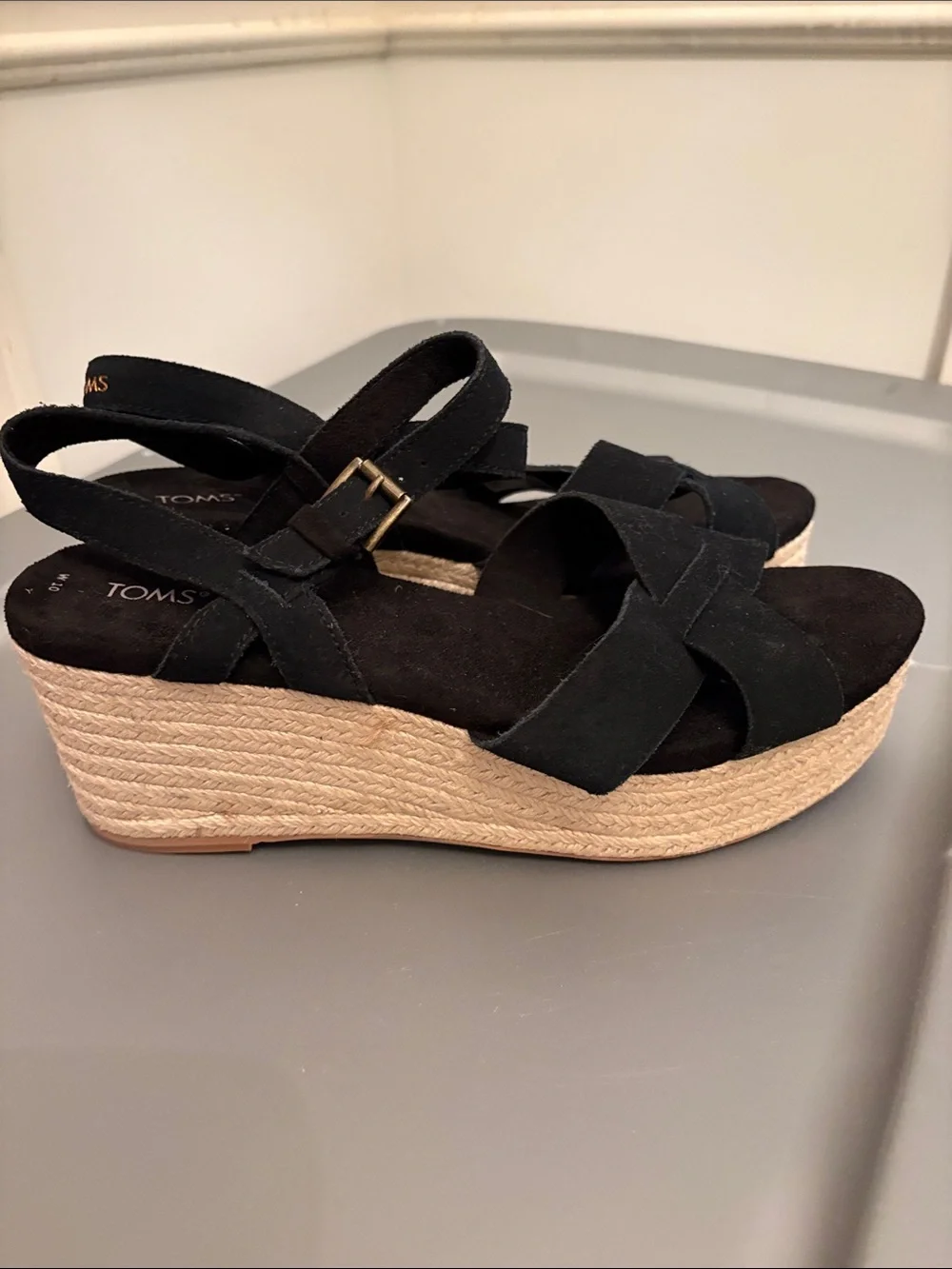Toms black suede